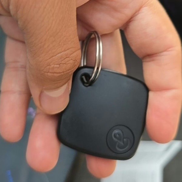 iTagPro Bluetooth tracker attached to a set of keys